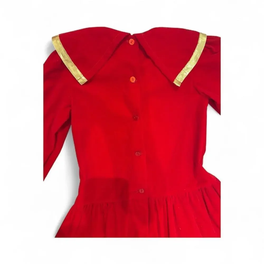 Vintage 1990s Red Gold Bow Dress Jo Lene Christmas Holiday Party